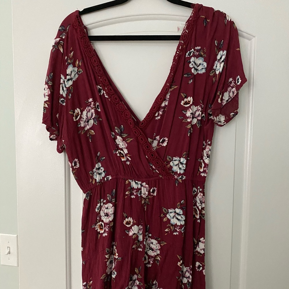 Burgundy floral romper